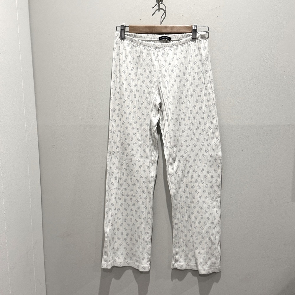 Brandy Melville White Teddy Bear Pointelle Pajama Pants Coziness | OS (XS/S)